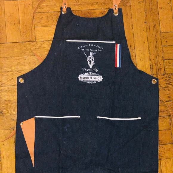 Denim Barber Aprons with leather straps - Picture 1 of 1